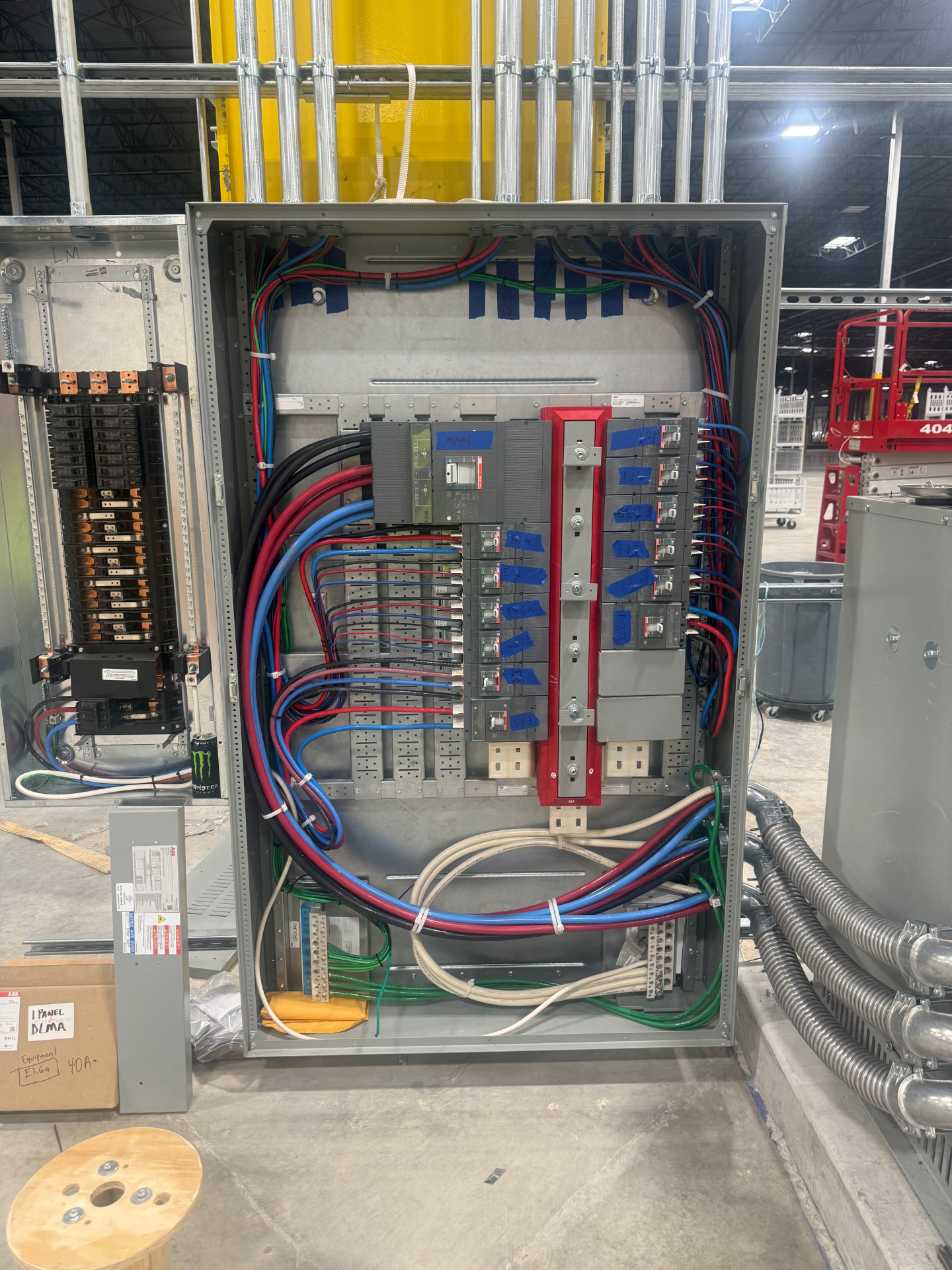 Commercial electrical panel and main breaker install by SolidLine TX