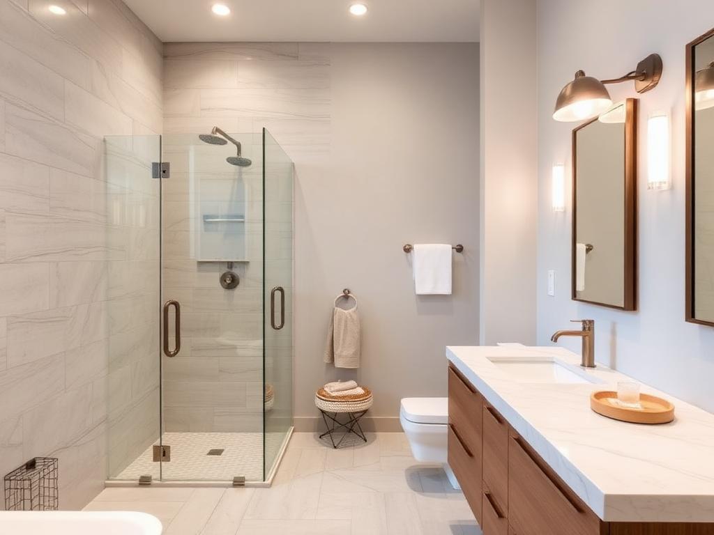 Bathroom — Walk-in shower remodel by a SolidLine TX pro